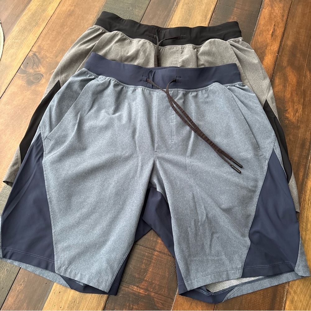Lot of 2 Lululemon Pace Breaker Shorts 9”Mens M Lined Gray Blue